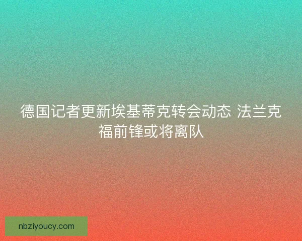 德国记者更新埃基蒂克转会动态 法兰克福前锋或将离队